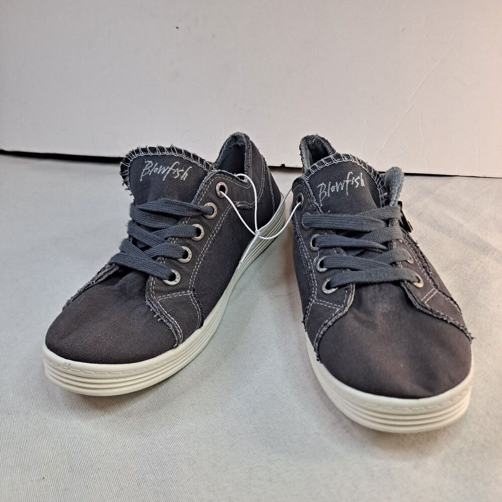 Blowfish Malibu Sneakers ZS006 Womens 9 Gray Canvas Zipper Accent Lace-Up Shoes